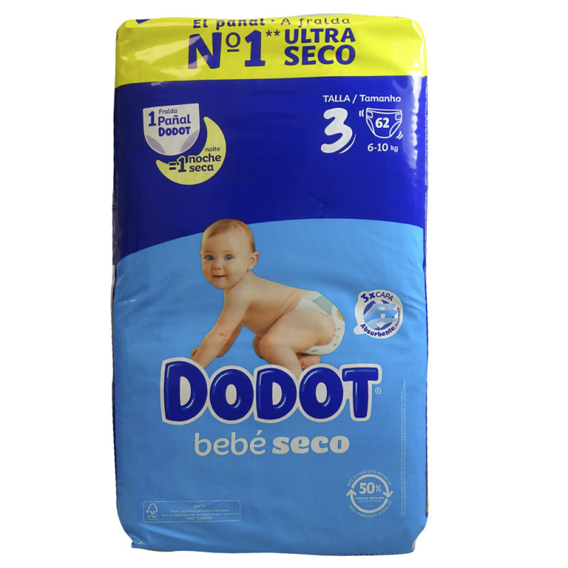 Dodot Bebé Seco Value Pack Talla 3 (62 uds)【COMPRA ONLINE】