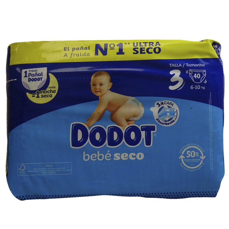 Dodot diaper 40 u. Bebé seco 6 a 10 kg. Size 3. - Tarraco Import Export