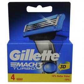 Gillette Mach 3 Turbo cuchillas 4 u.