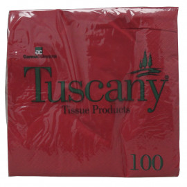 Tuscany servilletas 33 x 33 cm. 2 capas 100 u. Rojo.