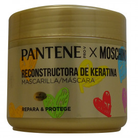 Pantene mascarilla 300 ml. Moschino keratina repara y protege.