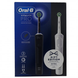 Oral B cepillo eléctrico 2 u. Vitality blanco y negro.