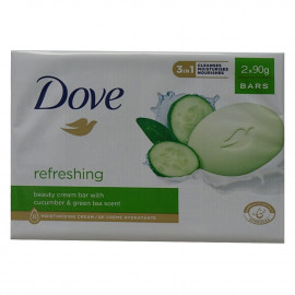 Dove jabón en pastilla 2X90 gr. Go fresh pepino y té verde.