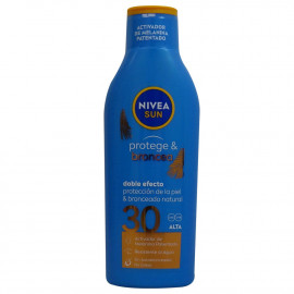 Nivea Sun solar milk 200 ml. Protection 30 protects & hydrates.
