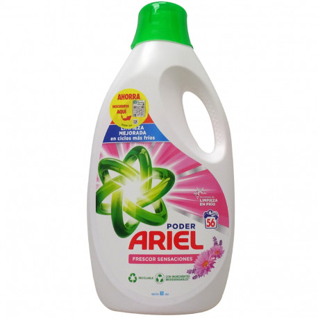 Ariel detergente gel 56 dosis 2,8 l. Sensaciones frescas.