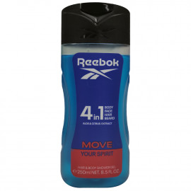 Reebok gel 250 ml. Move your spirit 4 en 1 hombre.