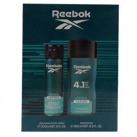 Reebok pack deodorant 200 ml. + gel 250 ml. Cool your body man.
