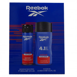 Reebok pack deodorant 200 ml. + gel 250 ml. Move yous spirit man.