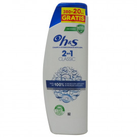 H&S shampoo 380+20 ml. Anti-dandruff classic clean 2 in 1.