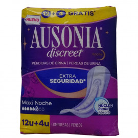 Ausonia Discreet pérdidas de orina 16 u. Maxi noche ultra seguridad.