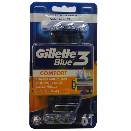 Gillette blue 3 razor 6 u. Comfort.