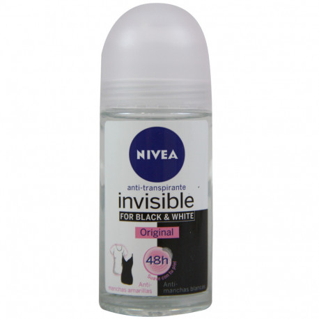 Nivea desodorante roll-on 50 ml. Women Invisible Black & White.