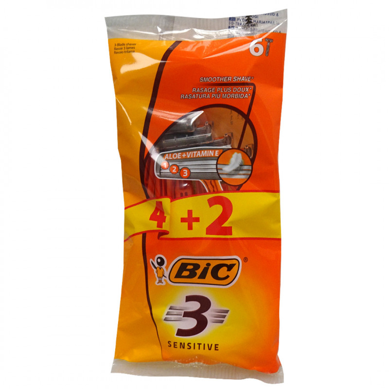Bic razor 4+2 u. 3 blades sensitive. - Tarraco Import Export