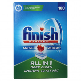 Finish dishwasher powerball tabs 100 u. All in 1 super charged .