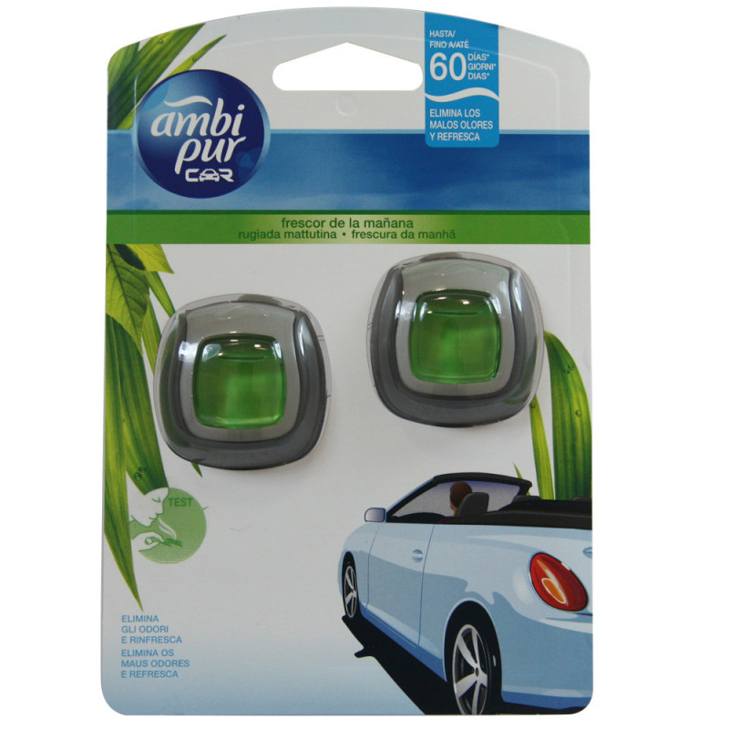 Ambipur car freshener clip 2X2 ml. Morning dew. - Tarraco Import Export