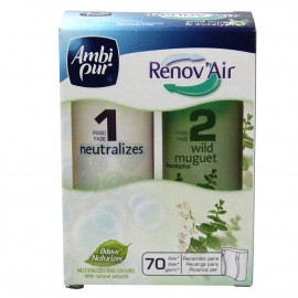 Ambipur Renov'air 2X50 ml. Wild Muguet & Eucalyptus refill.