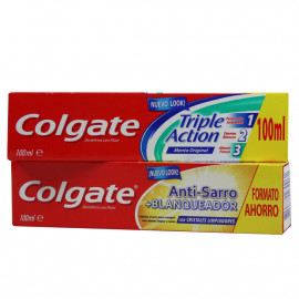 Colgate pasta de dientes 100 ml. 18 u. Mixto Triple acción + 18 u. Antisarro