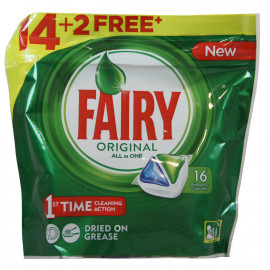 Fairy lavavajillas 14+2 u. Original todo en uno cápsulas.