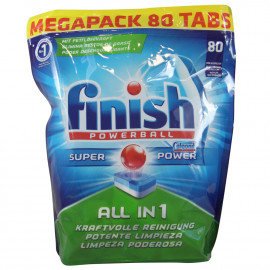 Finish dishwasher powerball tabs 80 u. All in 1 super power.