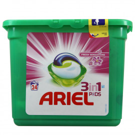 Ariel detergente en cápsulas 3 en 1 - 24 u. Sensaciones frescas.