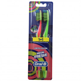 Oral B cepillo de dientes 1+1. Suave. Neon fresh.