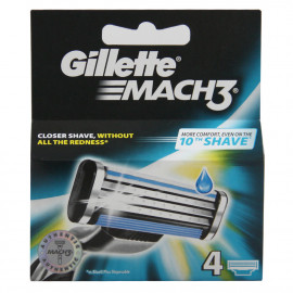 Gillette Mach 3 cuchillas 4 u.