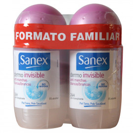 Sanex desodorante roll-on 2X50 ml. Dermo invisible.