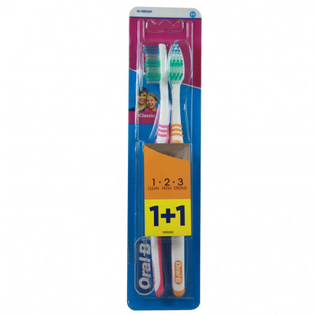 Oral B tothbrush 1+1 u. 1 2 3 clean fresh strong.