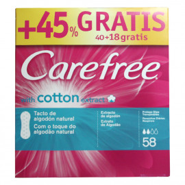 Carefree sanitary towels 40 + 18 u. Cotton.