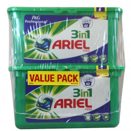 Ariel detergente en cápsulas 3 en 1. Pack 2X42 u. Regular 2X1255,8 gr.