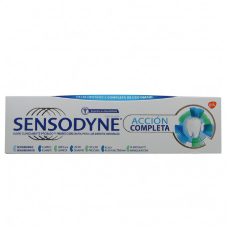 Sensodyne dentífrico 75 ml. Acción completa.