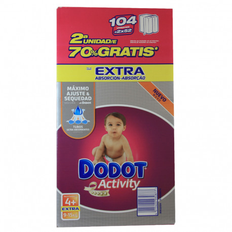 Dodot diapers 104 u. 2x52 u. 9-15 kg. Activity size 4. - Tarraco Import  Export