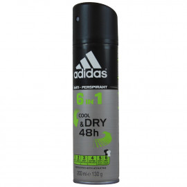 Adidas desodorante 200 ml. 6 en 1 cool & dry 48 h.