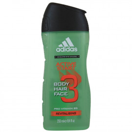 Adidas gel 250 ml. Active Start Revitalizante 3 en 1 cabello, cuerpo y cara.