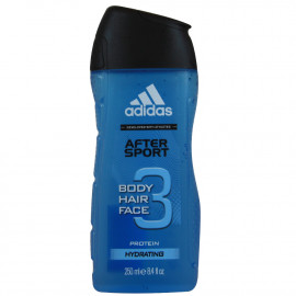 Adidas gel 250 ml. After Sport hidratante 3 en 1 cabello, cuerpo y cara.