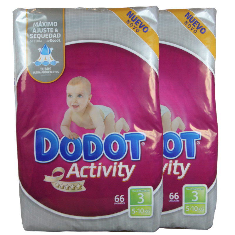 Dodot diapers 132 u. 2x66 u. 5-10 kg. Activity size 3. - Tarraco Import  Export