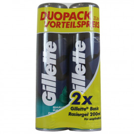 Gillette gel de afeitar 2X200 ml. Piel sensible.