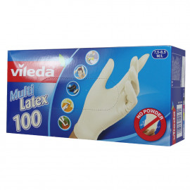 Vileda gloves 100 u. Size 7,5 - 8,5 M/L multi latex.