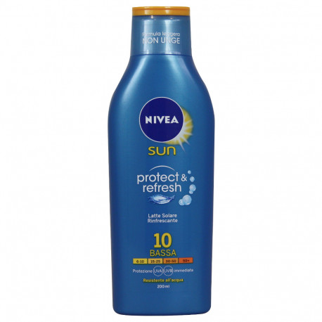 Nivea Sun solar milk 200 ml. Protection 10. Refresh & protect.