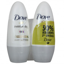 Dove desodorante roll-on 2X50 ml. invisible dry.