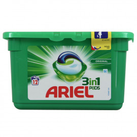 Ariel detergent 3 en 1 tabs - 12 u. Original 324 gr.