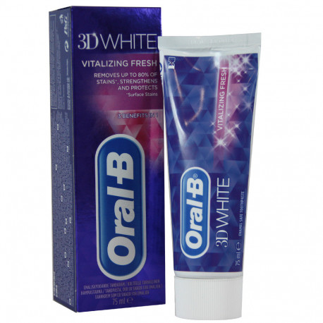 Oral B toothpastes 75 ml. 3D White Vitalizing freshness.