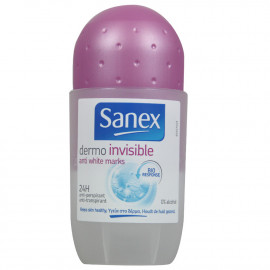 Sanex desodorante roll-on 50 ml. Dermo invisible anti-manchas blancas.