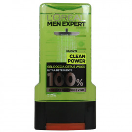 L'Oréal Men expert gel de ducha 300 ml. Clean power cuerpo cara y cabello.