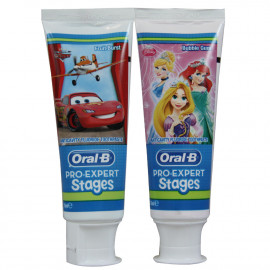 Oral B pasta de dientes 75 ml. Pro-Expert Stages. 6 u. Cars + 6 u. Princesas.