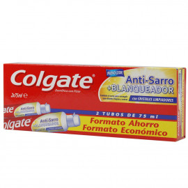 Colgate pasta de dientes 2X75 ml. Antisarro Blanqueador.
