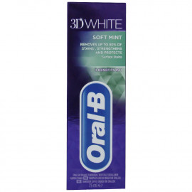 Oral B toothpaste 75 ml. 3D White soft mint.