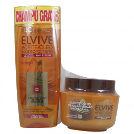 L'Oréal Elvive mask 300 ml. + shampoo 250 ml. Aceite extraordinario.