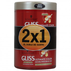 Gliss mascarilla 2X200 ml. Color Cabello teñido 2X1.