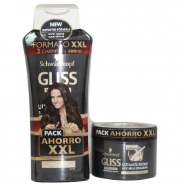 Gliss shampoo 2X400 ml. + mask 200 ml. Very damaged hair.